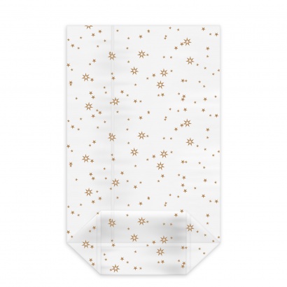 Celofánové sáčky 16 x 27 + 6,5 cm  Zlaté hvězdy 100 ks