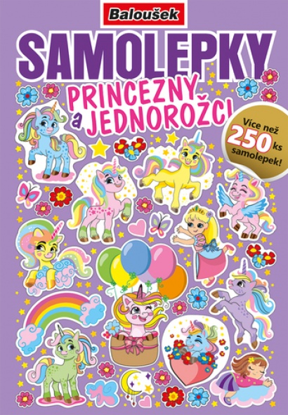 Samolepkový sešit Princezny a jednorožci A5 16 stran 250 samolepek Samolepkový sešit Princezny a jednorožci A5 16 stran 250 samolepek