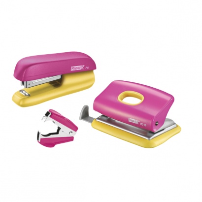 Set mini sešívačky Rapid F5 a mini děrovačky Rapid FC10 růžová
