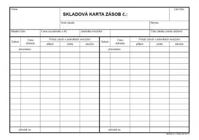 Skladová karta zásob A5,10 listů